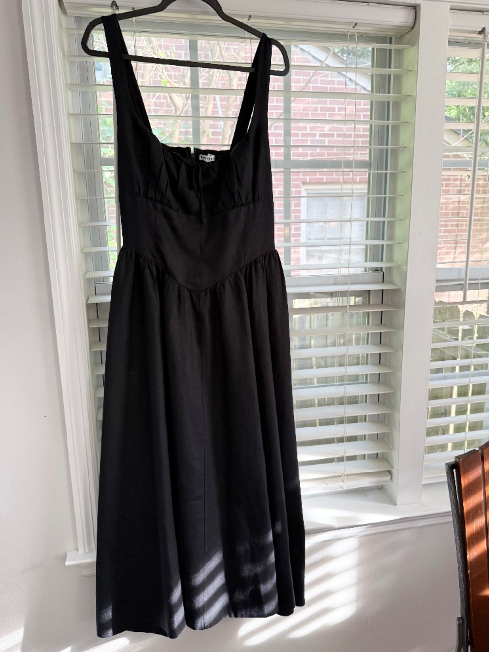 Reformation Baila Linen Dress - Black; Size 12